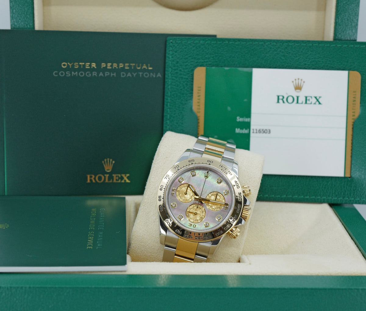 ROLEX COSMOGRAPH DAYTONA REF. 116503 – MOP “CRYSTAL” – 2018 – PARI AL NUOVO – FULL SET