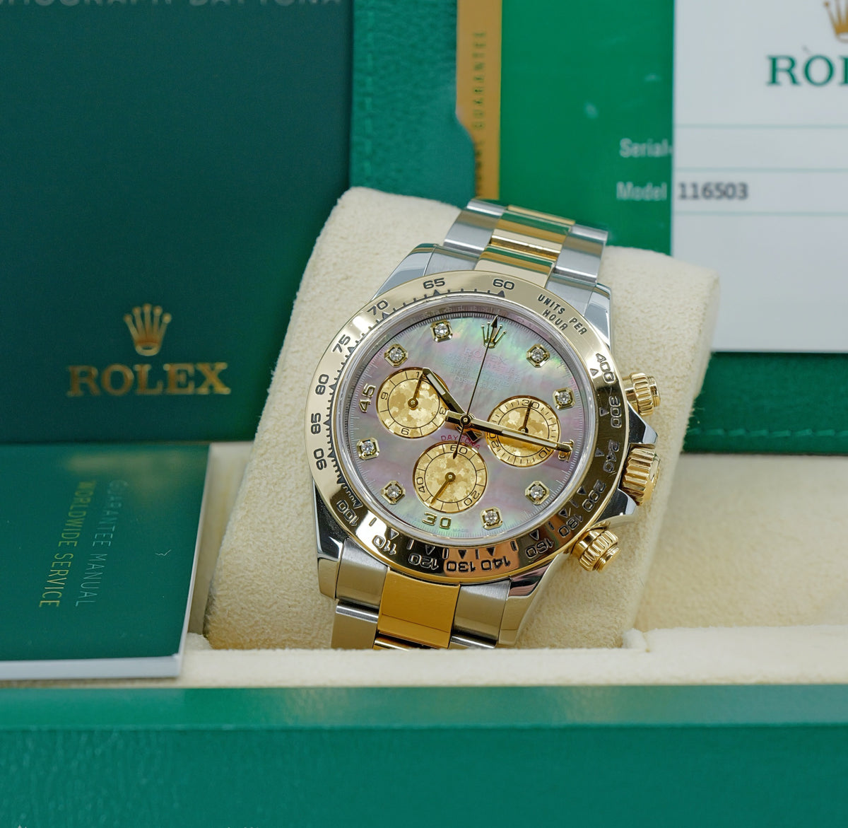 ROLEX COSMOGRAPH DAYTONA REF. 116503 – MOP “CRYSTAL” – 2018 – PARI AL NUOVO – FULL SET