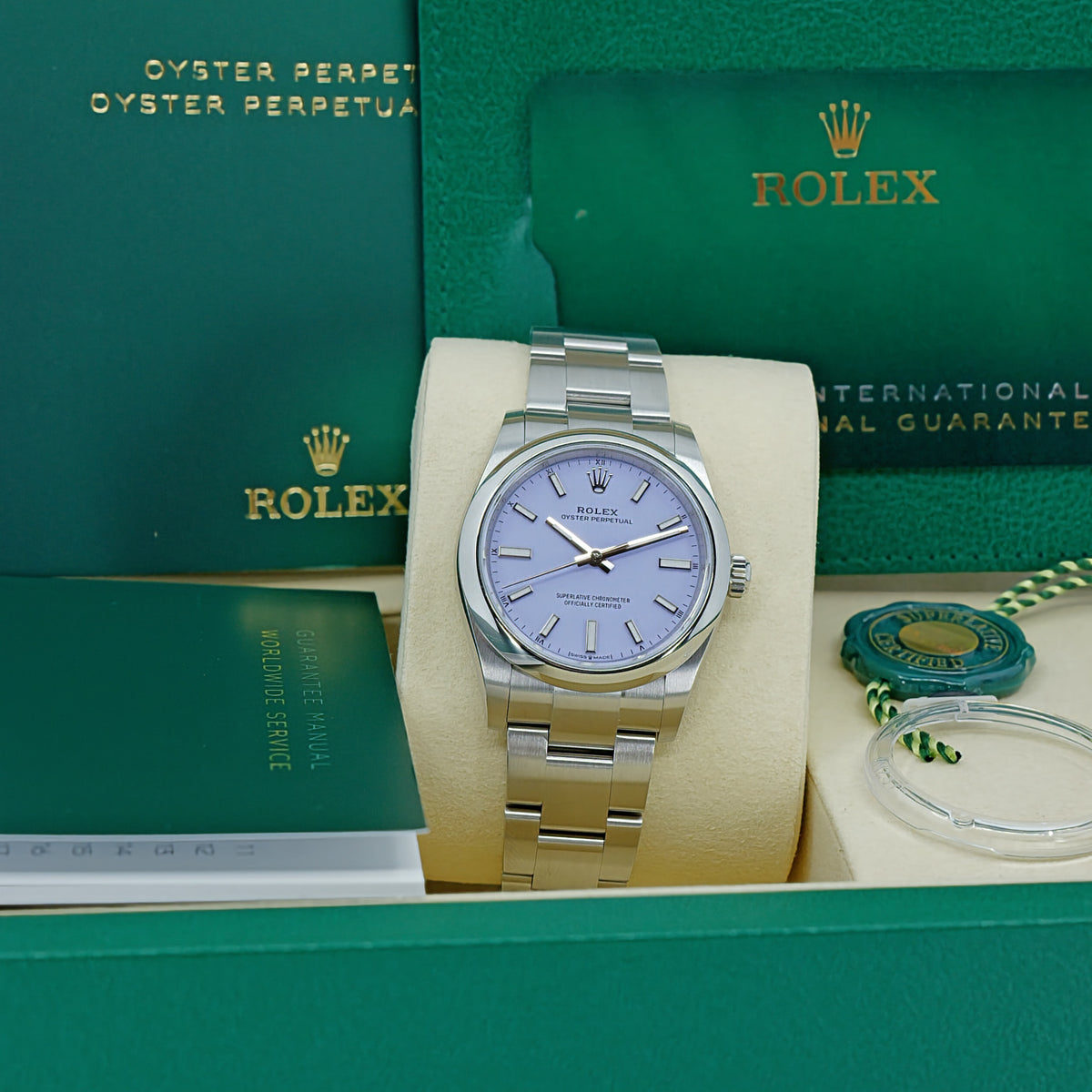 ROLEX OYSTER PERPETUAL 34 REF. 124200 – QUADRANTE LAVANDA – 2026 – NUOVO – FULL SET ITALIANO