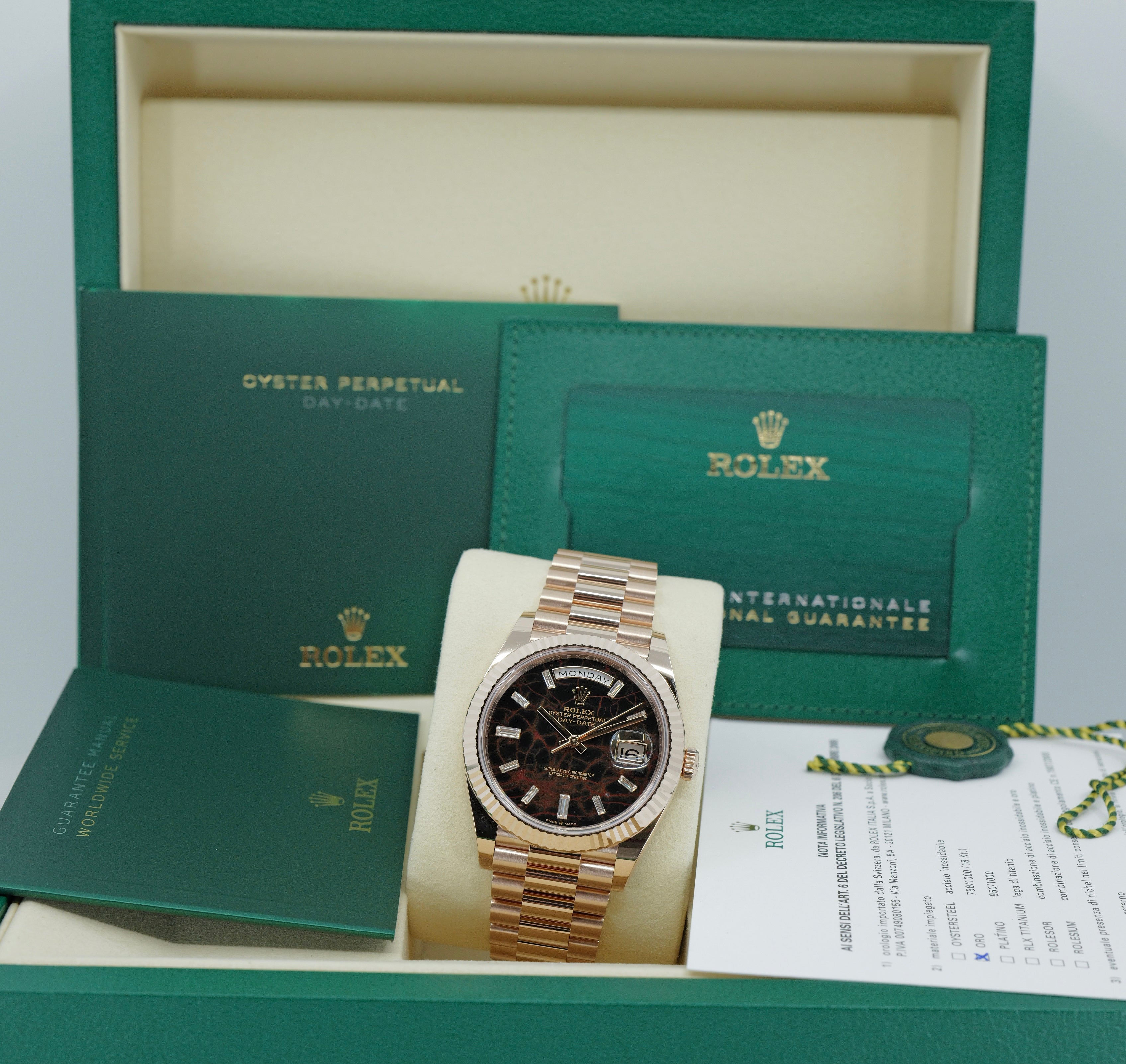 ROLEX DAY-DATE 40mm “Eisenkiesel” ORO ROSA