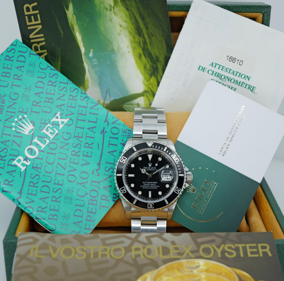 ROLEX SUBMARINER DATE 16610 – ACCIAIO – QUADRANTE NERO – 1999 – FULL SET – SERVICE ROLEX
