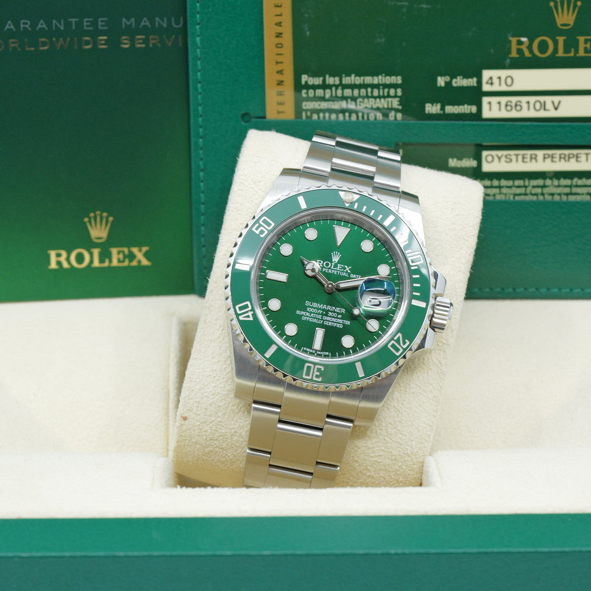 ROLEX SUBMARINER DATE 116610LV “HULK” – 2012 – FULL SET