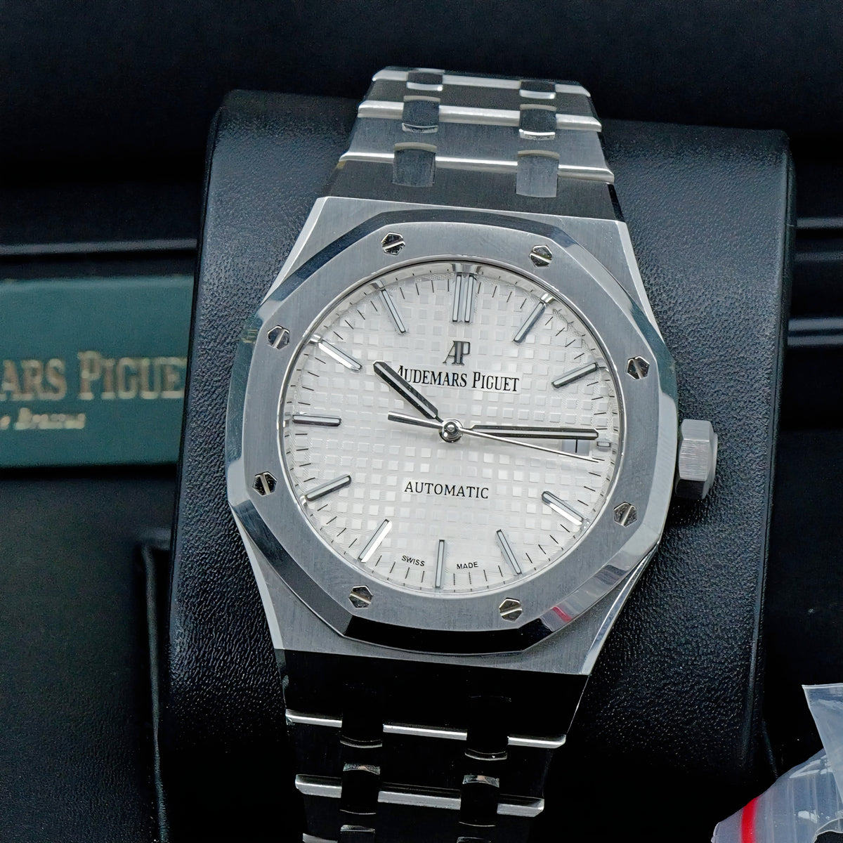 AUDEMARS PIGUET ROYAL OAK 15450ST.OO.1256ST.01 – QUADRANTE ARGENTÉ – 2015 – PARI AL NUOVO – FULL SET