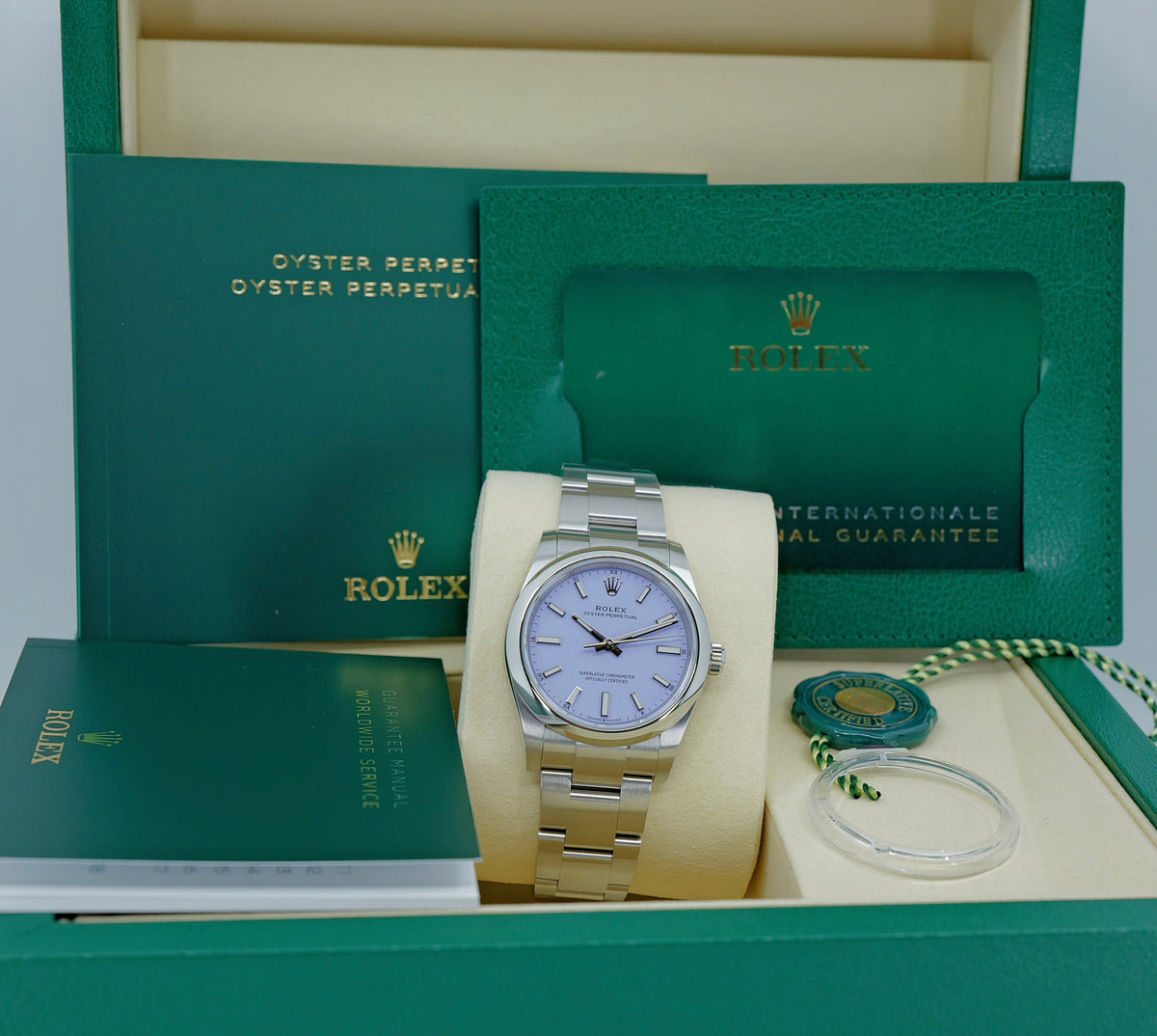 ROLEX OYSTER PERPETUAL 34 REF. 124200 – QUADRANTE LAVANDA – 2026 – NUOVO – FULL SET ITALIANO