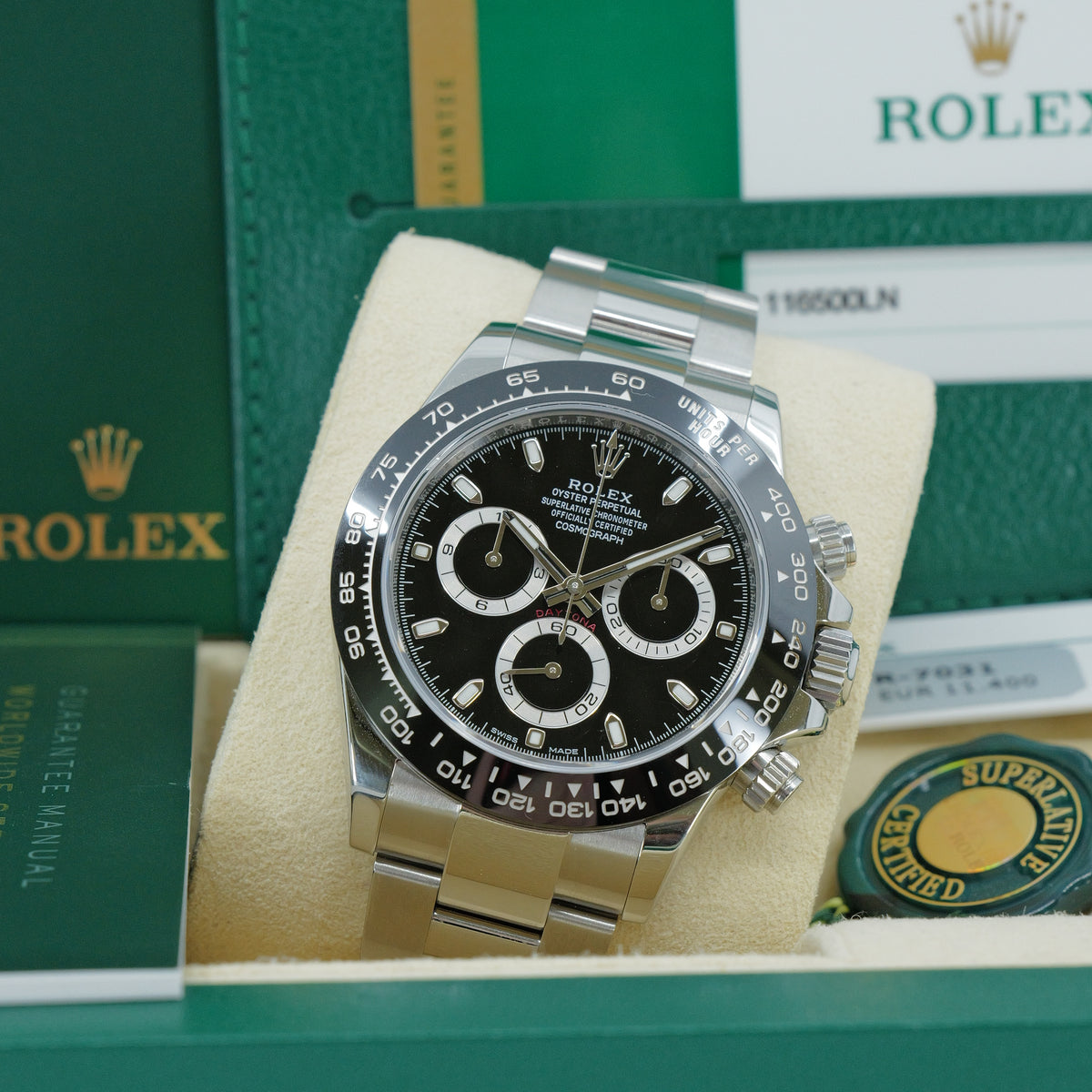 ROLEX COSMOGRAPH DAYTONA REF. 116500LN – QUADRANTE NERO – 2017 – PARI AL NUOVO – FULL SET