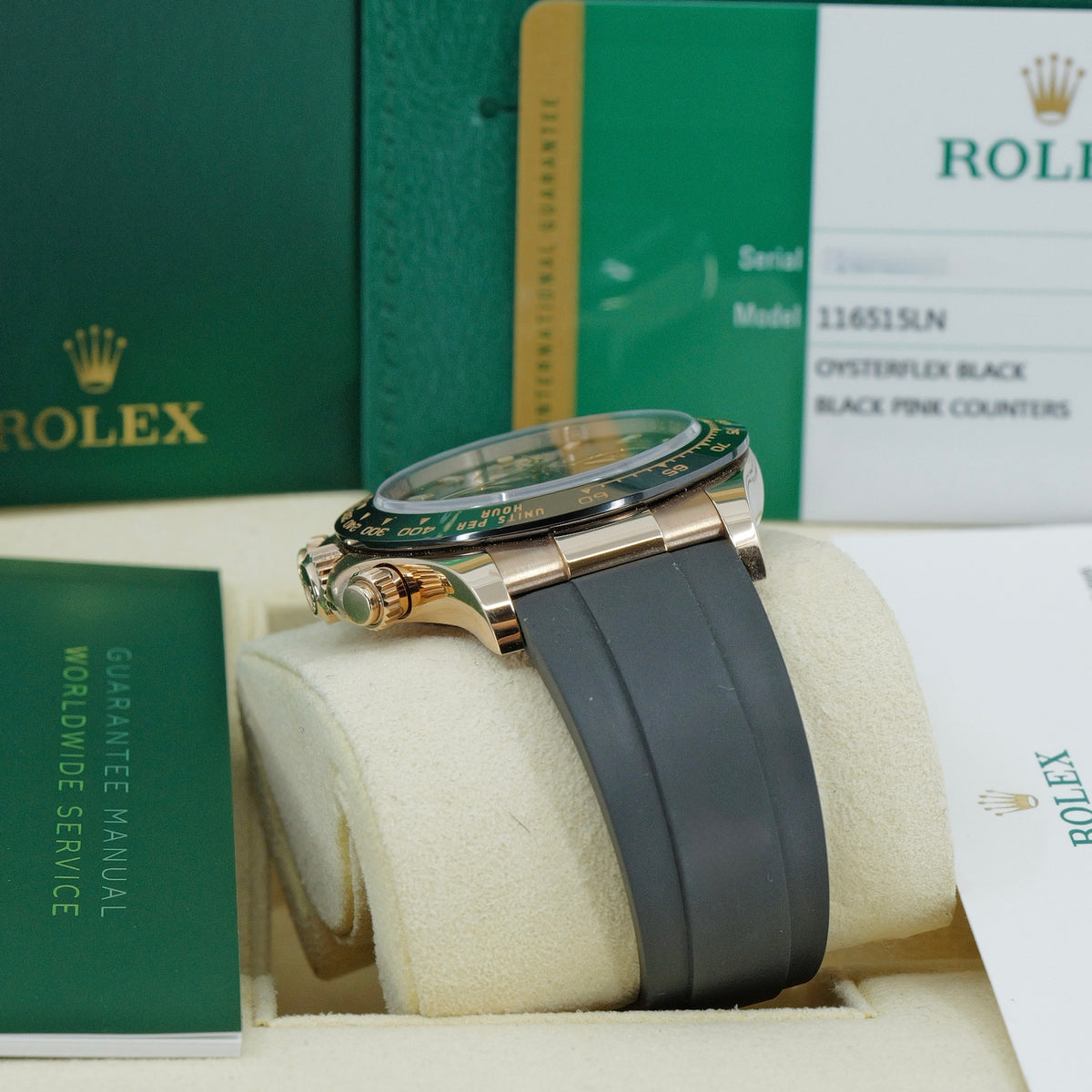 ROLEX COSMOGRAPH DAYTONA REF. 116515LN – ORO EVEROSE 18 CT – QUADRANTE NERO CON CONTATORI ROSÉ – 2019 – NUOVO MAI INDOSSATO – FULL SET ITALIANO