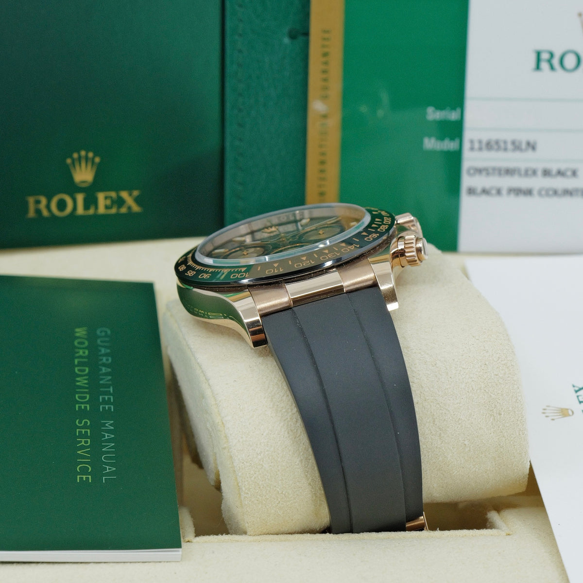 ROLEX COSMOGRAPH DAYTONA REF. 116515LN – ORO EVEROSE 18 CT – QUADRANTE NERO CON CONTATORI ROSÉ – 2019 – NUOVO MAI INDOSSATO – FULL SET ITALIANO