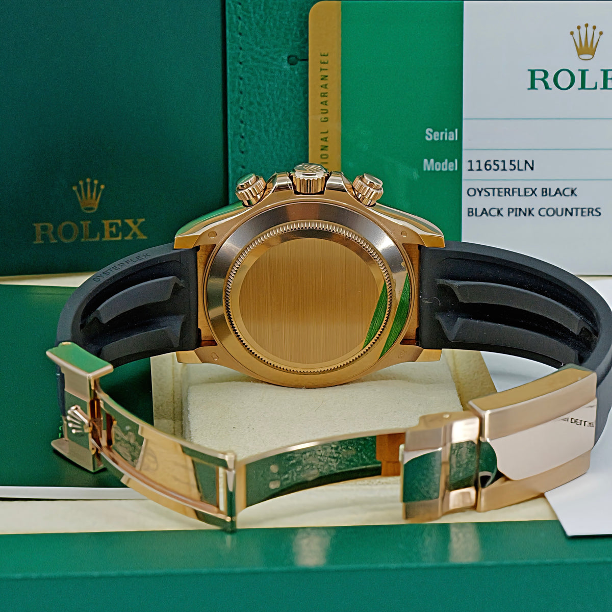 ROLEX COSMOGRAPH DAYTONA REF. 116515LN – ORO EVEROSE 18 CT – QUADRANTE NERO CON CONTATORI ROSÉ – 2019 – NUOVO MAI INDOSSATO – FULL SET ITALIANO